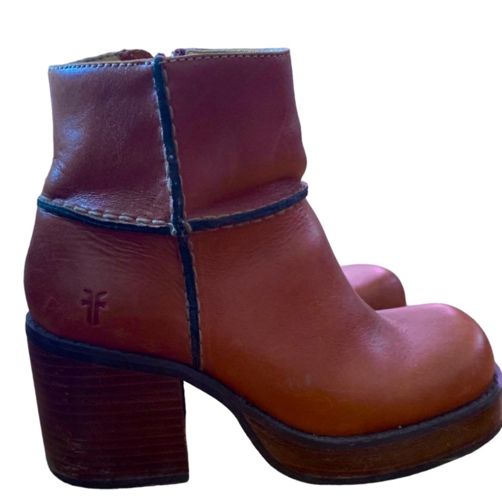 FRYE Platform Chunky Vintage Y2K Villager Zip Square Toe Ankle Bootie Boots 7.5